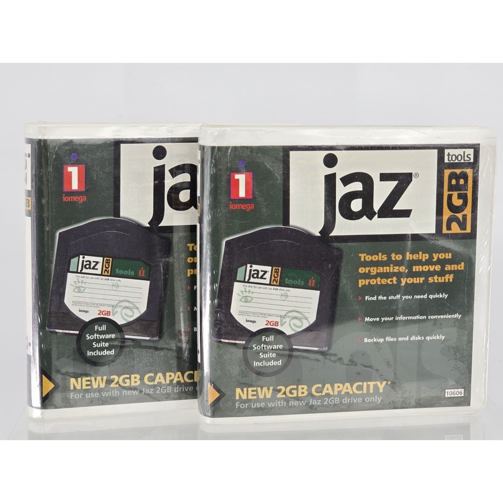 2 Lot NOS Genuine Iomega Brand Jaz 2GB Disks, #10599/10606